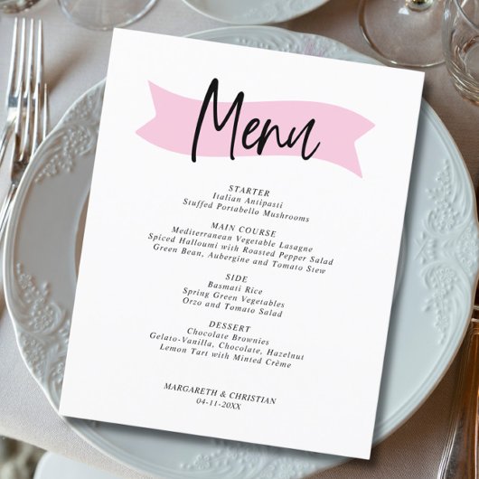 Budget Elegant Minimalistisch Trouwmenu