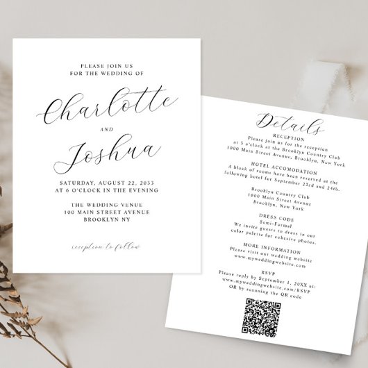 Budget Elegant Minimalistische RSVP QR Code Bruilo