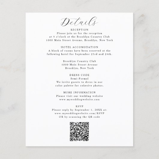 Budget Elegant Minimalistische RSVP QR Code Bruilo (Achterkant)