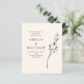 Budget Elegant Minimum Flower Cream Wedding Invite (Staand voorkant)