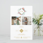 Budget Elegant Modern Initials Floral 2 Photos (Staand voorkant)