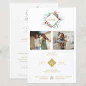 Budget Elegant Modern Initials Floral 2 Photos (Voorkant / Achterkant)