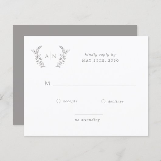 Budget elegant modern monogram bruiloft RSVP (Voorkant / Achterkant)