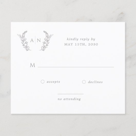 Budget elegant modern monogram bruiloft RSVP (Voorkant)