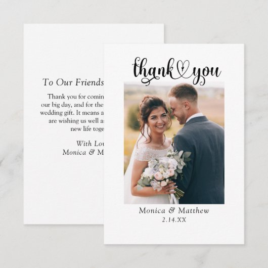 Budget Elegant Moderne Manuscript Foto Dank u Bedankkaart (Voorkant / Achterkant)