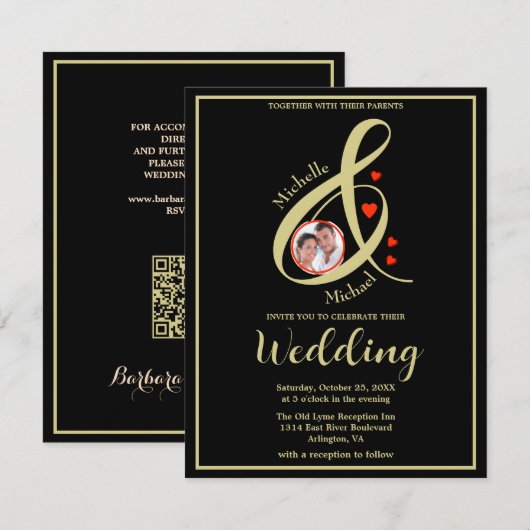 Budget Elegant Moderne Photo Wedding QR Website Aankondiging (Voorkant / Achterkant)