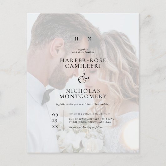 Budget Elegant Monogram Calligrafie Foto Weddensch (Voorkant)