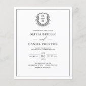 Budget Elegant Monogram Elegante Huwelijksuitnodig (Voorkant)