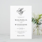 Budget Elegant Monogram Foto Weddenschap Uitnodigi (Staand voorkant)
