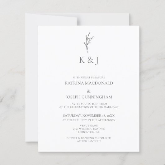 Budget Elegant Monogram Minimalist Chic Wedding (Voorkant)