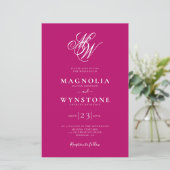 Budget Elegant Monogram QR Code Weddenschap Uitnod (Staand voorkant)