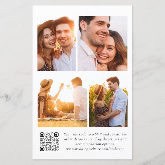 Budget Elegant Monogram QR Code Weddenschap Uitnod (Achterkant)