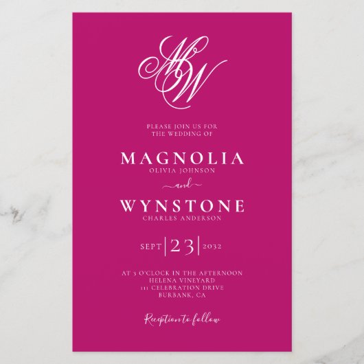 Budget Elegant Monogram QR Code Weddenschap Uitnod (Voorkant)