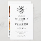 Budget Elegant Monogram QR Code Weddenschap Uitnod (Voorkant / Achterkant)