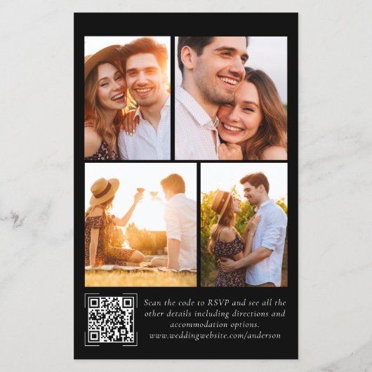 Budget Elegant Monogram QR Code Weddenschap Uitnod (Achterkant)