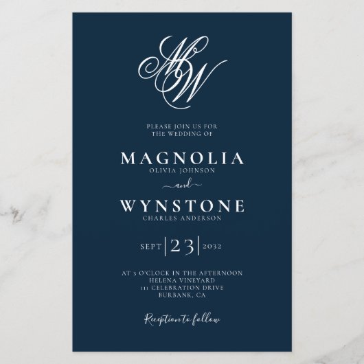 Budget Elegant Monogram QR Code Weddenschap Uitnod (Voorkant)