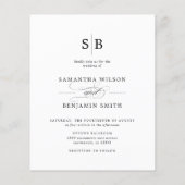 Budget Elegant Monogram Weddenschap Fotouitnodigin (Achterkant)