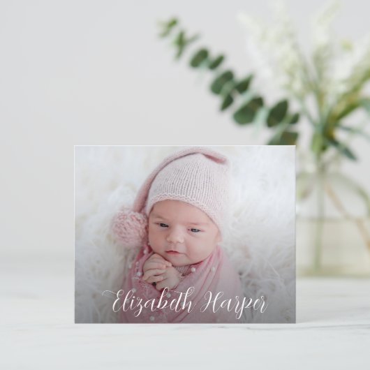 Budget Elegant Multiple Photo Birth Notice (Staand voorkant)