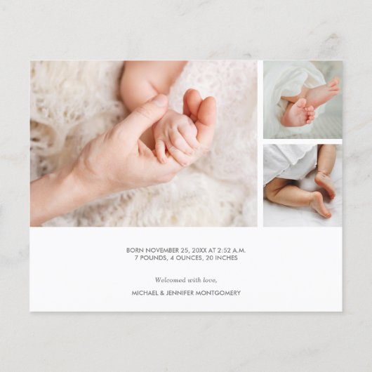 Budget Elegant Multiple Photo Birth Notice (Achterkant)