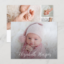 Budget Elegant Multiple Photo Birth Notice