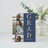 Budget Elegant Navy Blue Gold 3 Foto Afstuderen (Staand voorkant)
