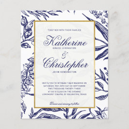 BUDGET Elegant Navy Blue Gold Botanical Weddenscha
