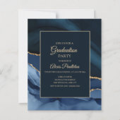 BUDGET Elegant Navy Blue Gold Marble Afstuderen (Voorkant)