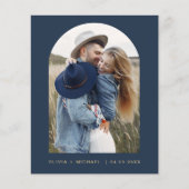 Budget Elegant Navy Blue Save the Date Photo Flye (Voorkant)