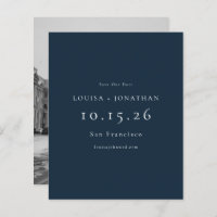 Budget Elegant Navy Photo Wedding Save the Date
