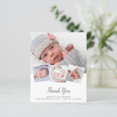 Budget Elegant New Baby 4 Foto Birth Bedankt (Staand voorkant)
