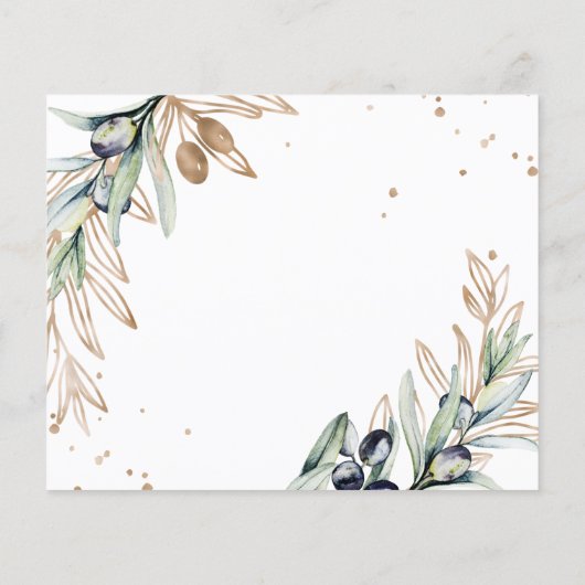 BUDGET/Elegant olijfbruiloft uitnodiging. Flyer (Achterkant)