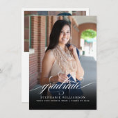 Budget Elegant Overlay Script Photo Afstuderen Notitiekaartje (Voorkant / Achterkant)