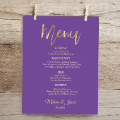 Budget Elegant Paars Scripting Gold Menu Kaart