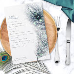 Budget Elegant Peacock Feather Blue Wedding Menu<br><div class="desc">Elegant Peacock Feather Blue Wedding Menu. Een budget van 5, 5 x 8, 5 inch op een elegant LINEN-bestand van 110 lb - voor een luxe die zich voordelig voelt, is dit ideaal voor menu's, uitnodigingen en programma's, enz. Dit begrotingsgroottealternatief is ook beschikbaar in andere papieren keuzes. De SEMI-GLOSS 110...</div>