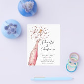 Budget Elegant Pearls en Prosecco Vrijgezellenfees Flyer (Enkel)