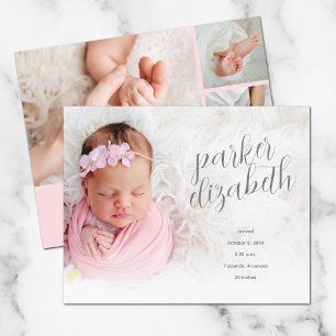 Budget Elegant Photo Collage Birth Announounge