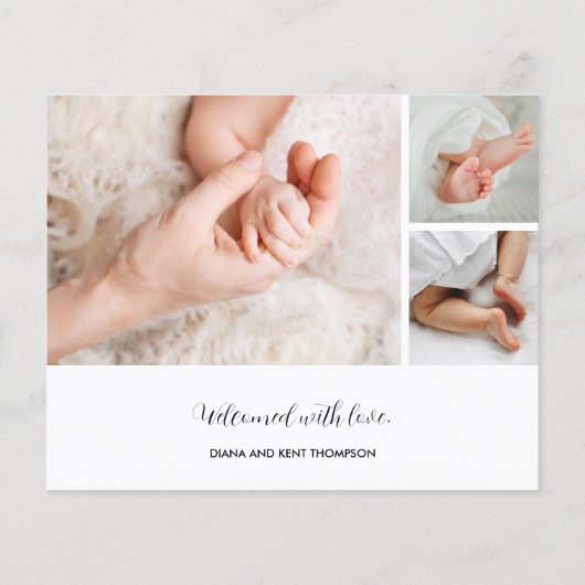 Budget Elegant Photo Collage Birth Announounge (Achterkant)