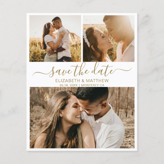 Budget Elegant Photo Collage Save the Date Flyer (Voorkant)