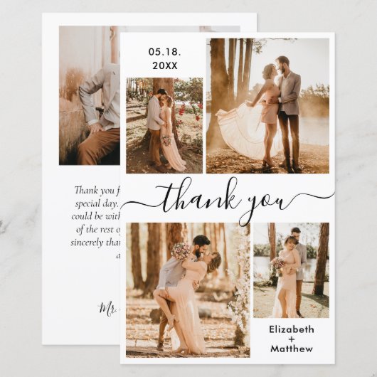 Budget Elegant Photo Collage Wedding Hartelijk dan (Voorkant / Achterkant)