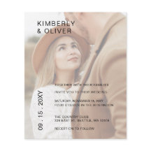 Budget Elegant Photo Overlay Wedding Uitnodiging