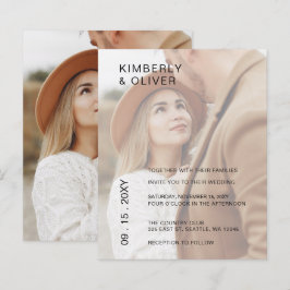 Budget Elegant Photo Overlay Wedding Uitnodiging