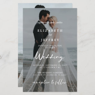 Budget Elegant Photo Overlay Wedding Uitnodiging