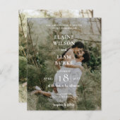 Budget Elegant Photo Overlay Wedding Uitnodiging (Voorkant / Achterkant)