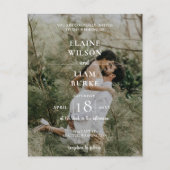 Budget Elegant Photo Overlay Wedding Uitnodiging (Voorkant)