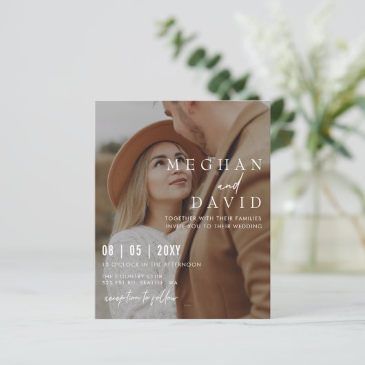 Budget Elegant Photo Overlay Wedding Uitnodiging (Staand voorkant)