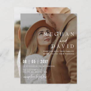 Budget Elegant Photo Overlay Wedding Uitnodiging