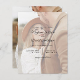 Budget Elegant Photo Overlay Wedding Uitnodiging