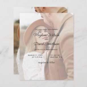 Budget Elegant Photo Overlay Wedding Uitnodiging