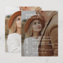 Budget Elegant Photo Overlay Wedding Uitnodiging