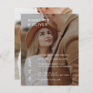 Budget Elegant Photo Overlay Wedding Uitnodiging